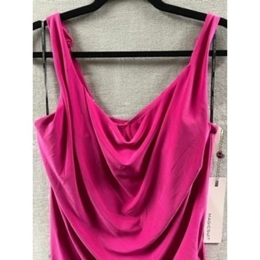 Magicsuit Women Ruby Red Draped Cowl Neck Side Tie‎ Tankini Swim Top Size 8 NEW